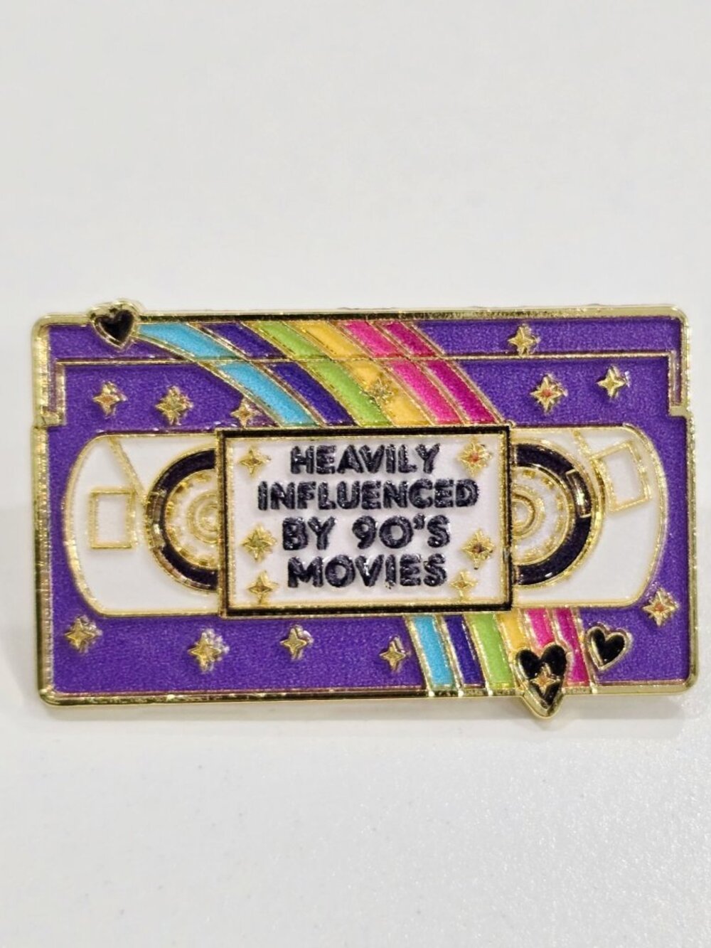 Artisan Heavily Influenced By 90s Movies VHS Tape Enamel Pin Retro Gold Brooch